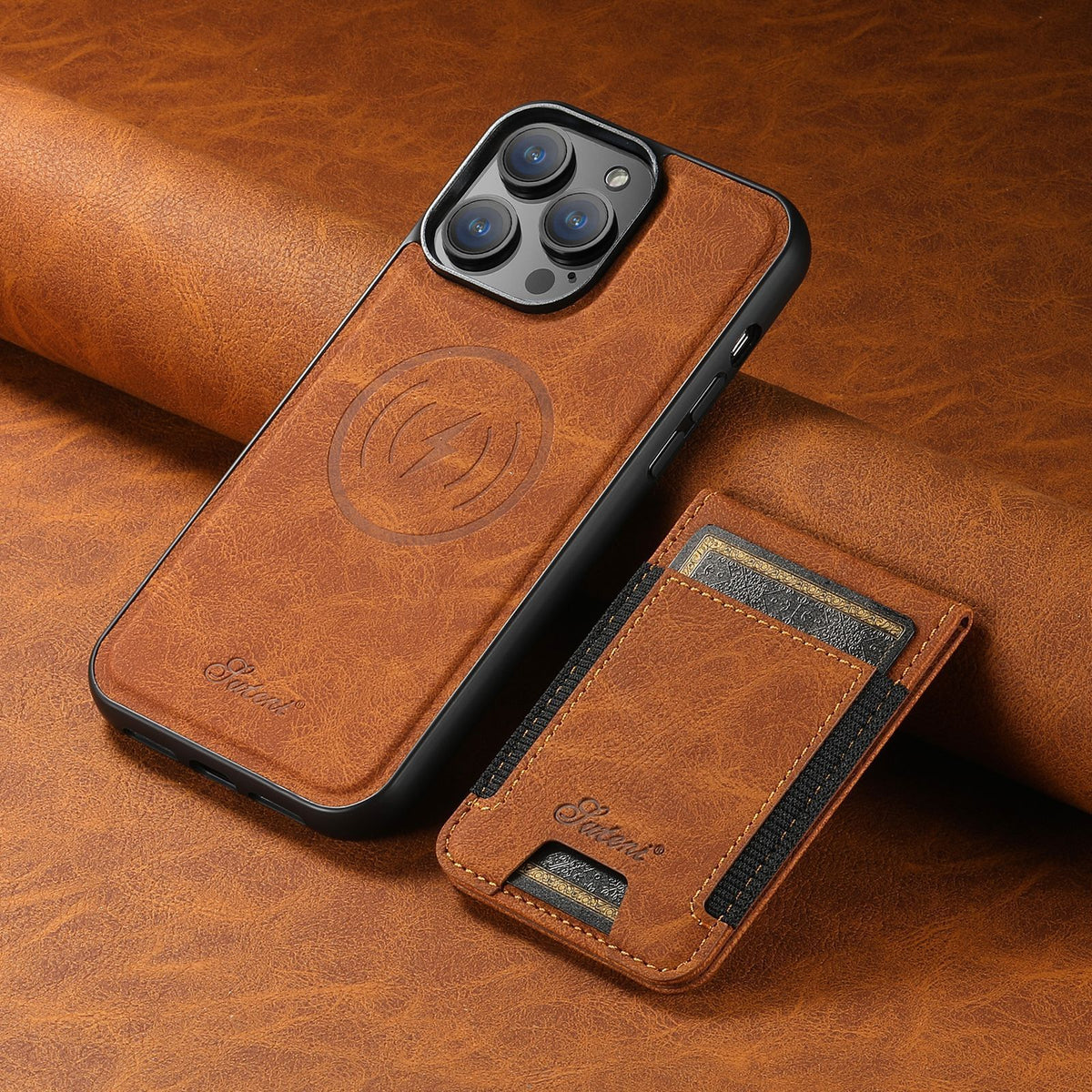 Elegant Lædercover til iPhone – Med Kortlomme & MagSafe