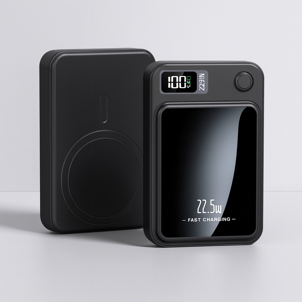 Smal Powerbank 20000mAh med Snabbladdning och Trådlös Laddning