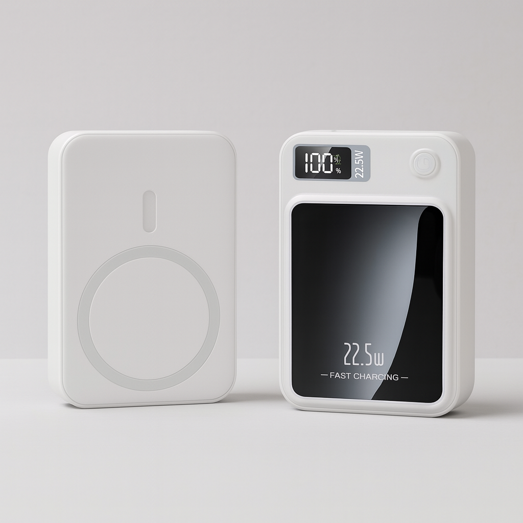 Smal Powerbank 20000mAh med Snabbladdning och Trådlös Laddning