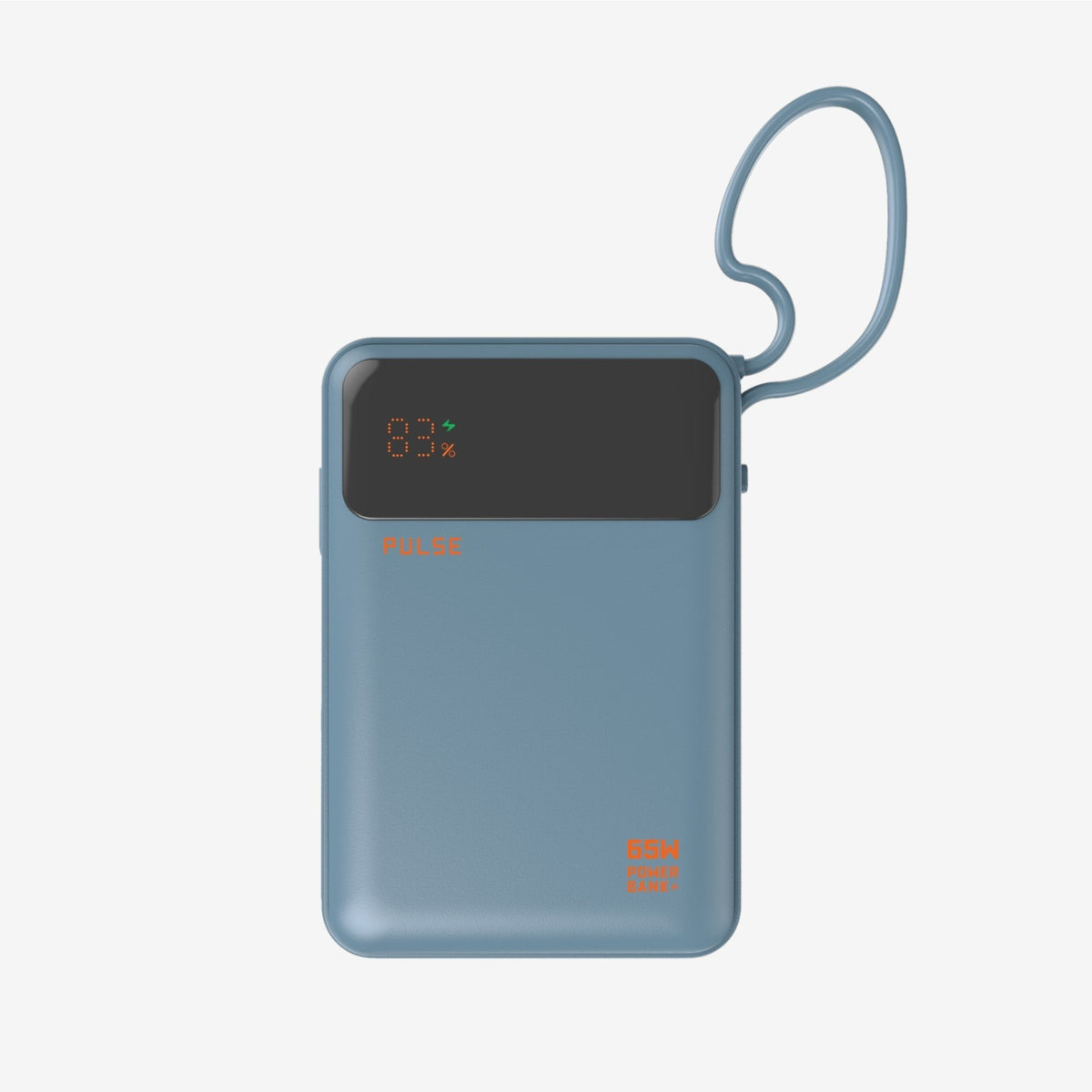 20 000 mAh Powerbank med 65W Power Delivery och inbyggd USB-C-kabel för bärbar dator, surfplatta och smartphone