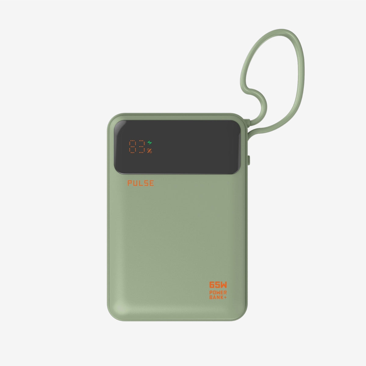 20 000 mAh Powerbank med 65W Power Delivery och inbyggd USB-C-kabel för bärbar dator, surfplatta och smartphone