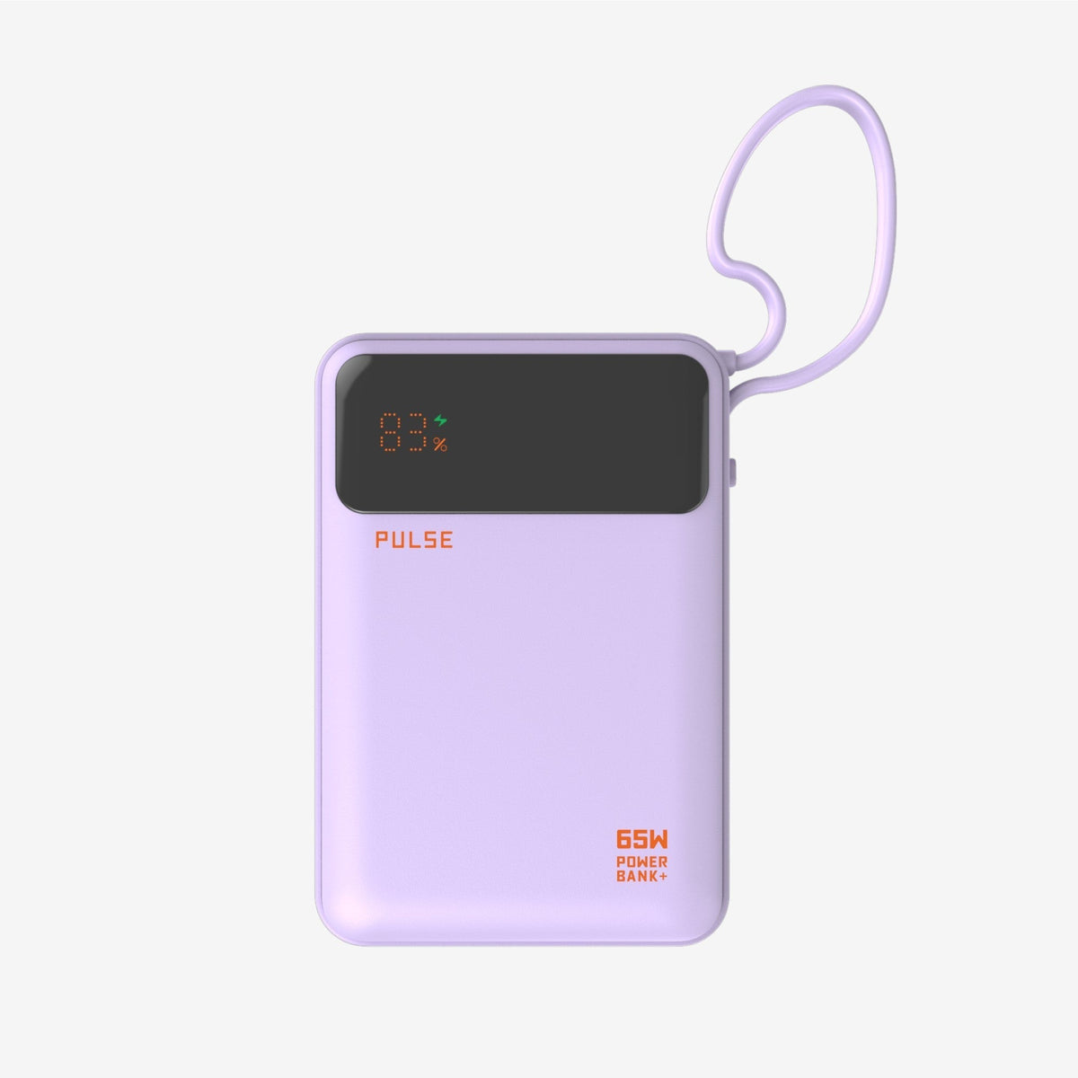 20 000 mAh Powerbank med 65W Power Delivery och inbyggd USB-C-kabel för bärbar dator, surfplatta och smartphone