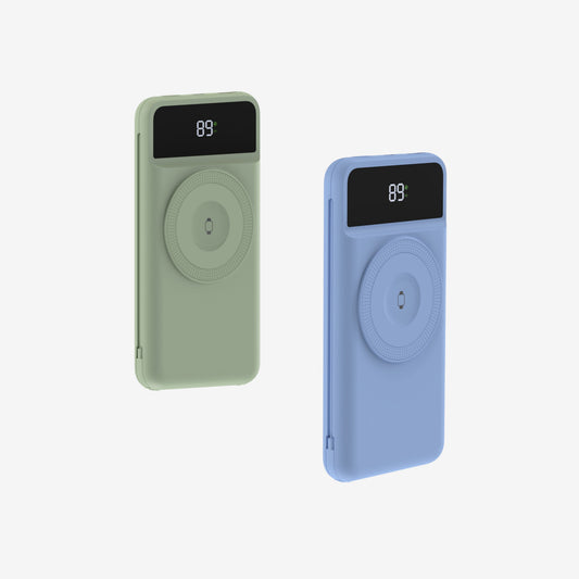 10.000 mAh Powerbank med Reiselader | 5-i-1 Qi Oplader med kabler