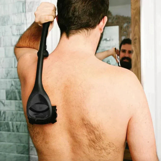 Ergonomisk ryggrakare med 45 cm långt handtag - dubbelbladssystem i rostfritt stål - matt finish för optimal kontroll