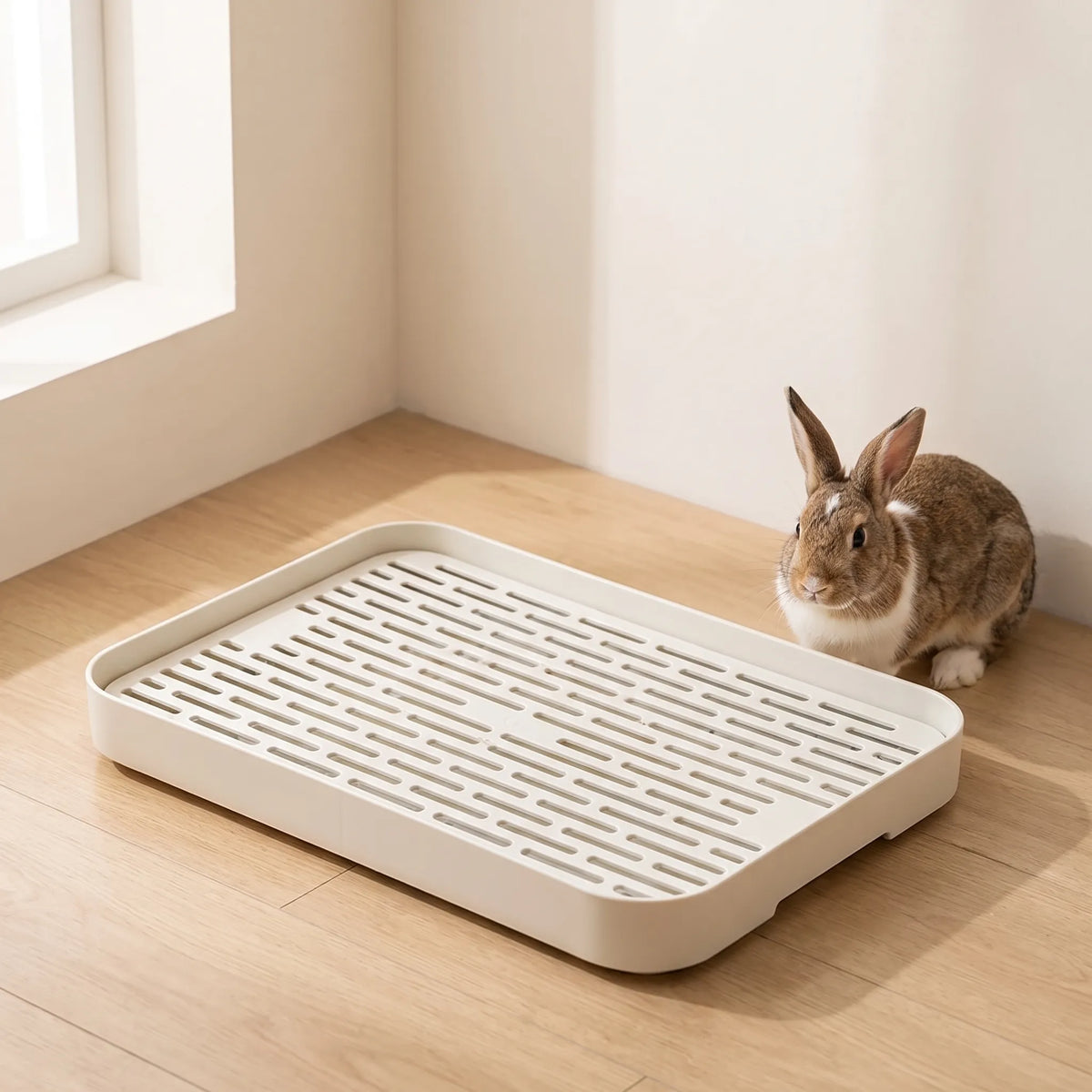 Rektangulært Kanin Toilet med Gitter - Bunny Tray