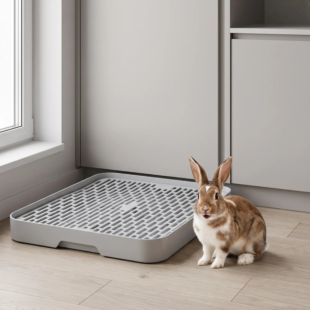 Rektangulært Kanin Toilet med Gitter - Bunny Tray