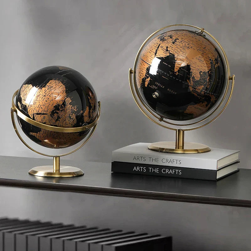 Vintage Globus med Detaljeret Kort og Klassisk Design til Indretning