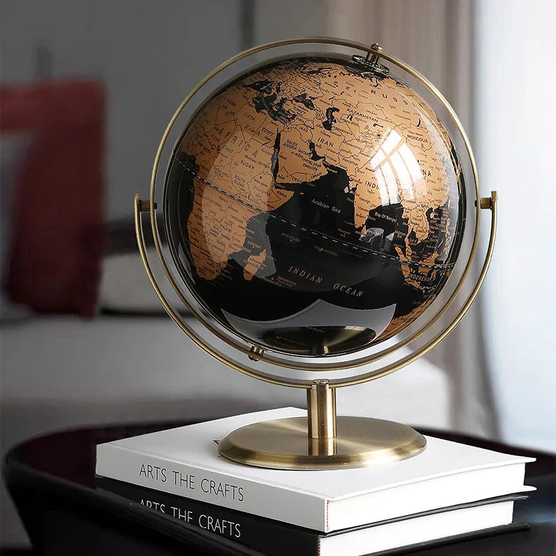 Vintage Globus med Detaljeret Kort og Klassisk Design til Indretning