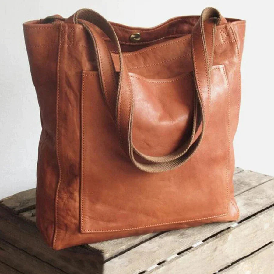 Elegant Retro Lædertaske med Stor Kapacitet