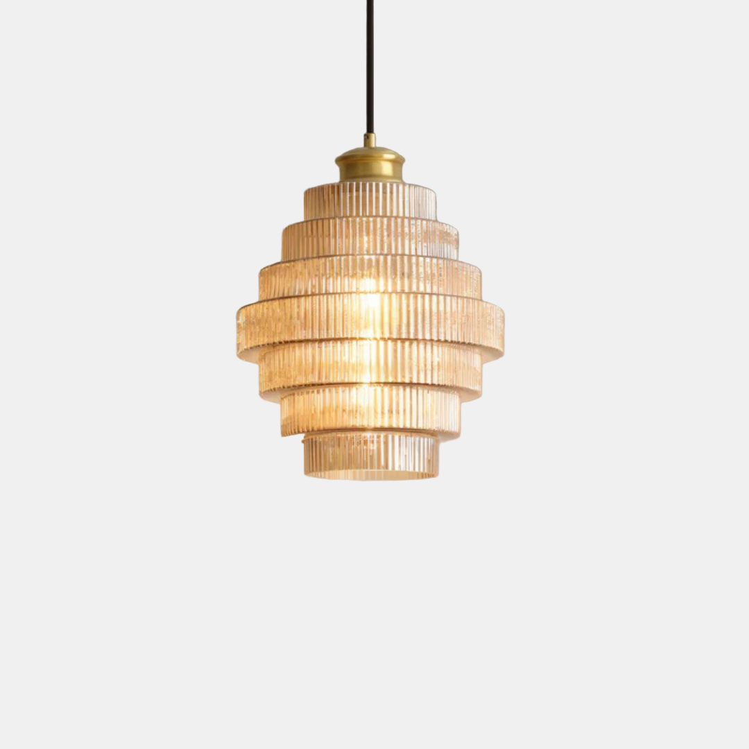 Retropendel i glas med varmt LED-ljus för ett stilfullt hem