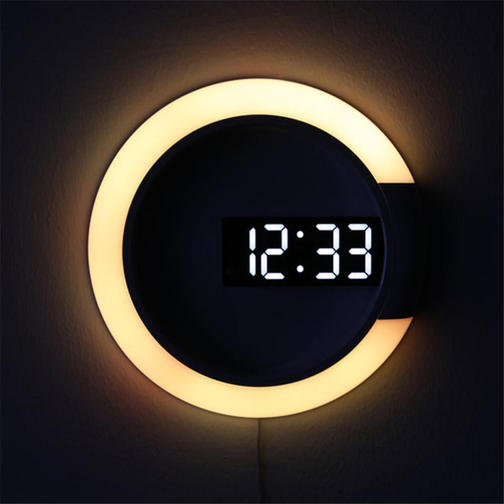 Modernt väggur med LED-ljus i vitt aluminium, 30,5 cm