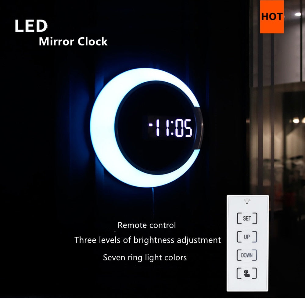 Modernt väggur med LED-ljus i vitt aluminium, 30,5 cm
