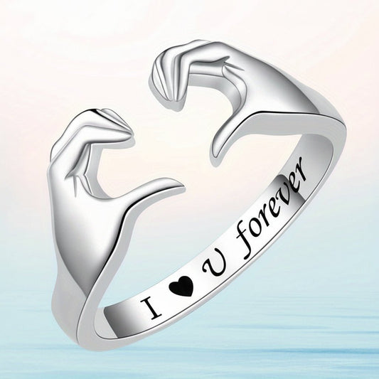 Elegant Förlovningsring i Silver med Handdesign och Gravyr