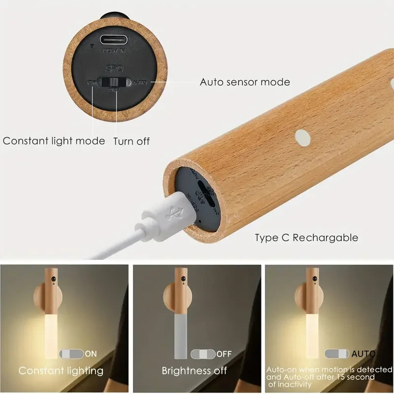 Genopladelig LED Natlys med Bevægelsessensor & Magnetisk Montering