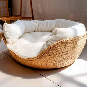 Runt vävd husdjurssäng