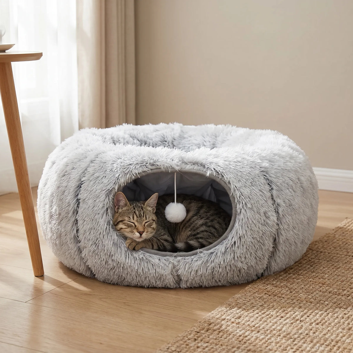 Kattehus med tunnel - rundt design