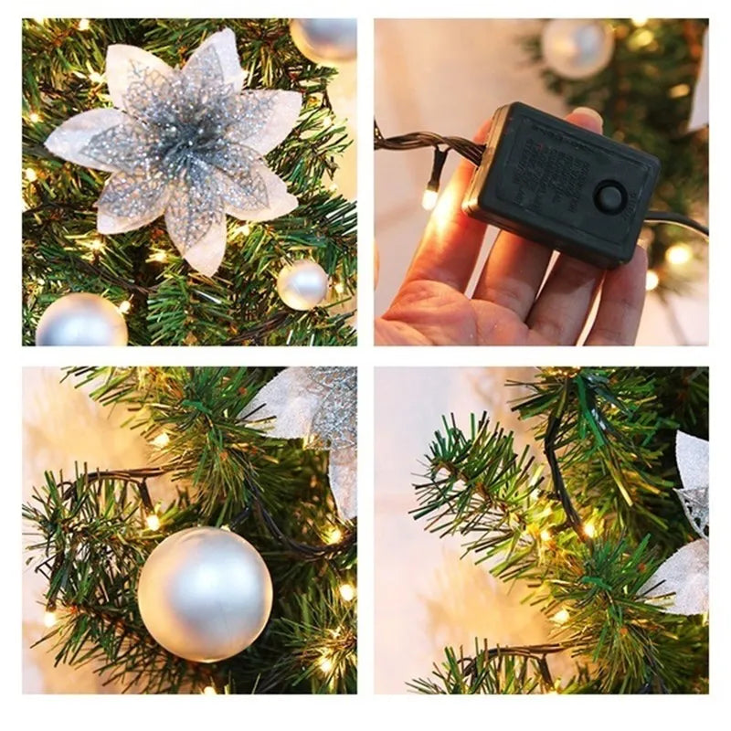 Lysende Julekrans 2,7 m med LED-belysning og grangrene - 5 farver