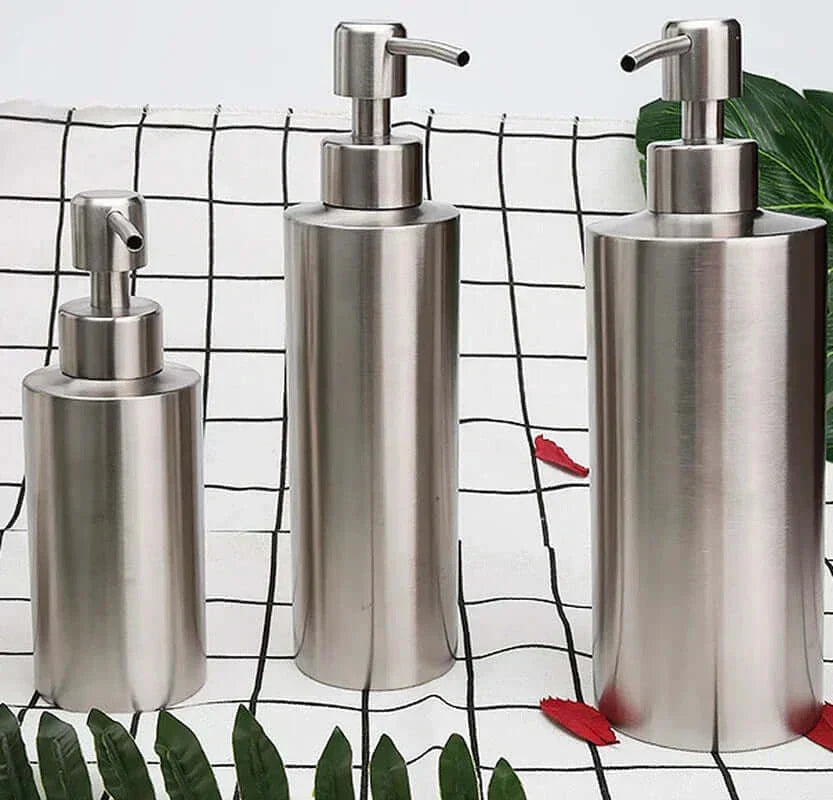 Elegant sæbe dispenser i rustfrit stål - 250ml/350ml/550ml håndpumpe