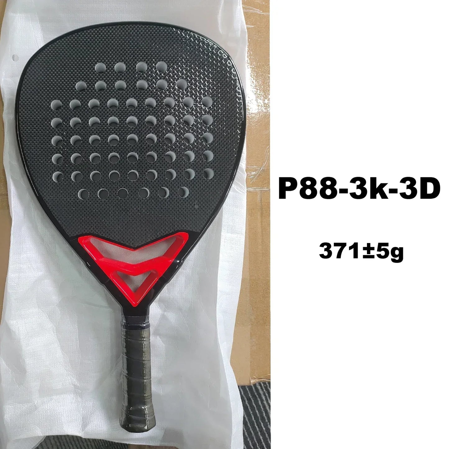 Lättvikts padelracket i kolfiber, matt finish, för nybörjare och proffs