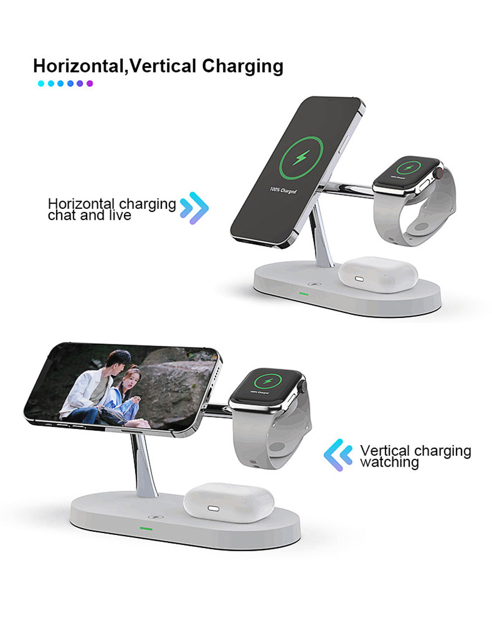 Smart 5-i-1 Laddningsstation med Nattlampa – Effektiv och Platsbesparande