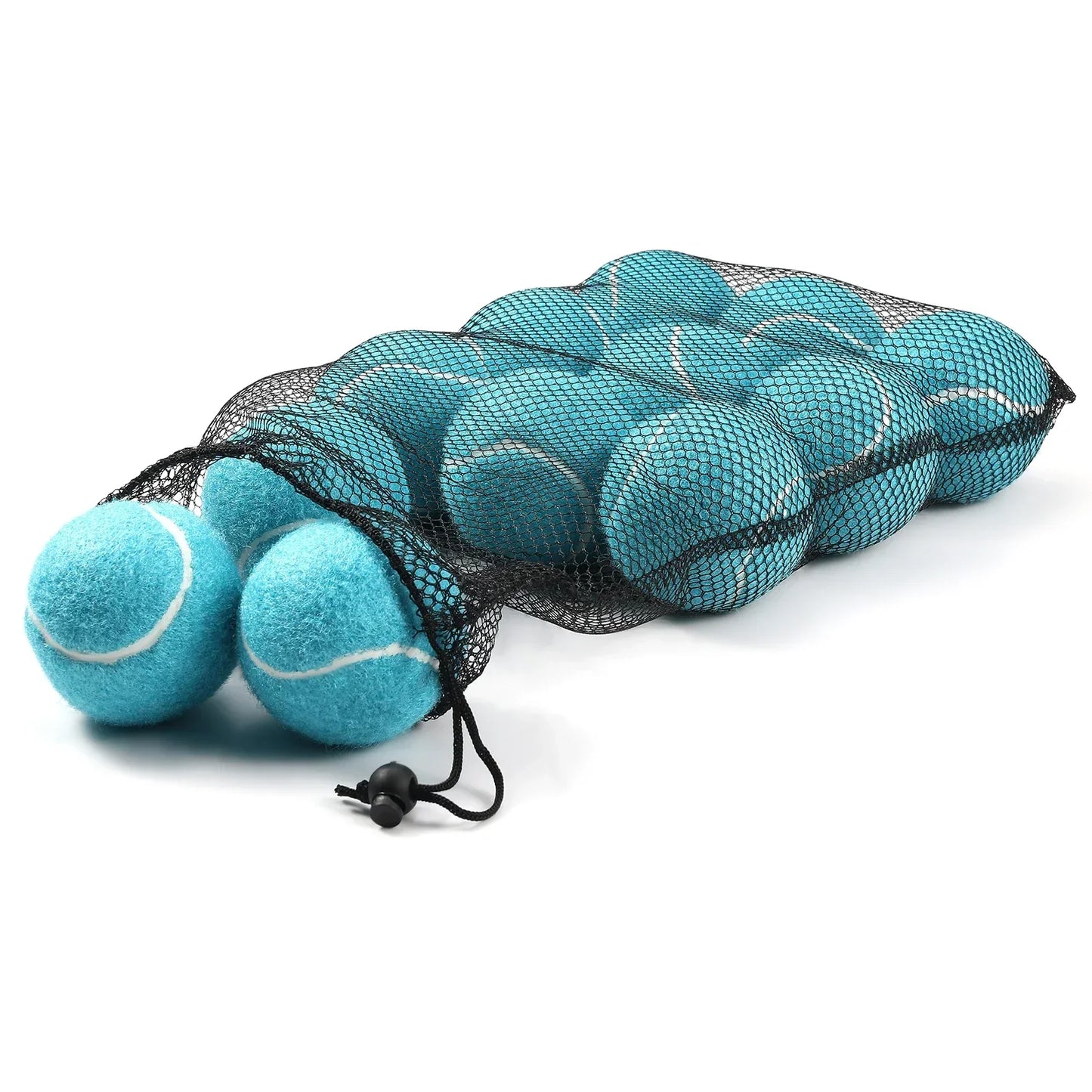 Set med 12 tennisbollar, hög elasticitet, träningsbollar med nätväska
