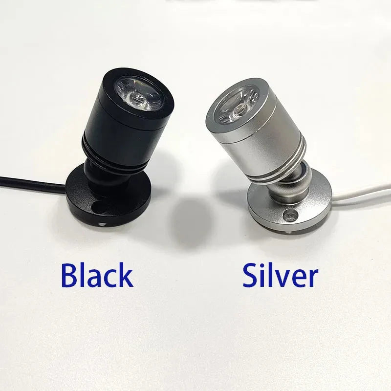 Mini LED Spotlight | 1W/3W | USB Ljuskälla för Vitrinskåp och Dekorationer | Varm och Kall Vit | Aluminiumhölje