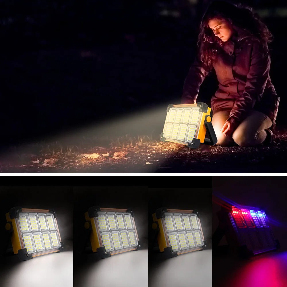 Bærbar LED Projektør 100W med Solcelle Powerbank
