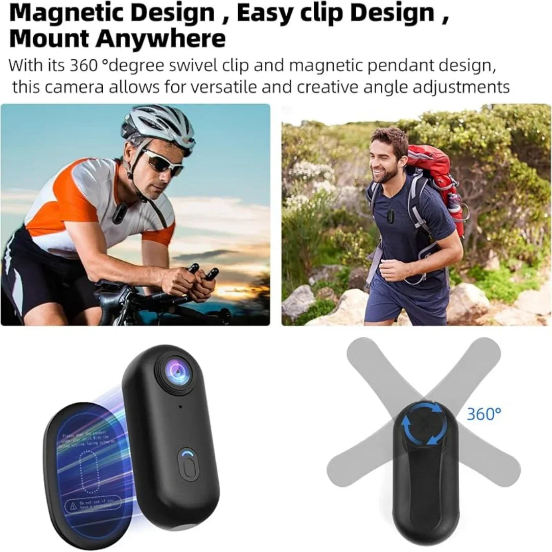Mini WiFi Action Kamera 4K – Tragbar, Vandtæt, 360° Montering med Magnetclip