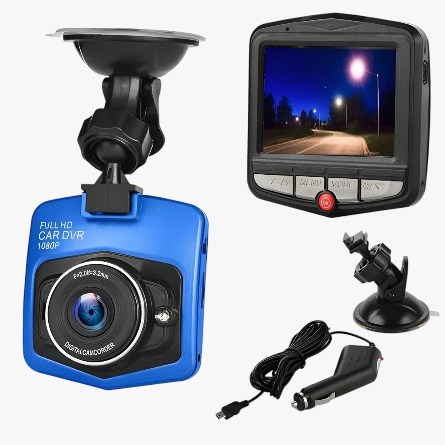 Kompakt 1080p HD Dashcam – Mörkerseende med loopinspelning