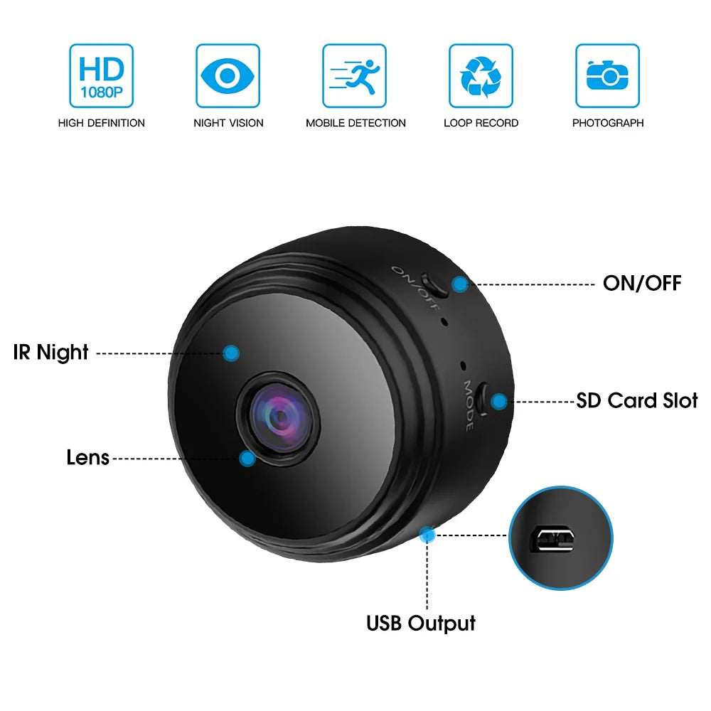 Trådlös Wifi-kamera med 1080P HD Nattseende