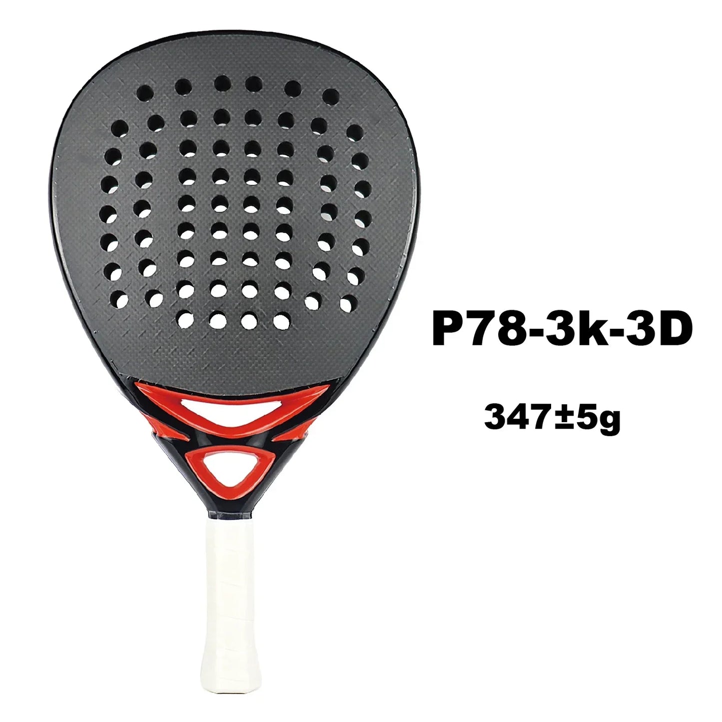 Lättvikts padelracket i kolfiber, matt finish, för nybörjare och proffs
