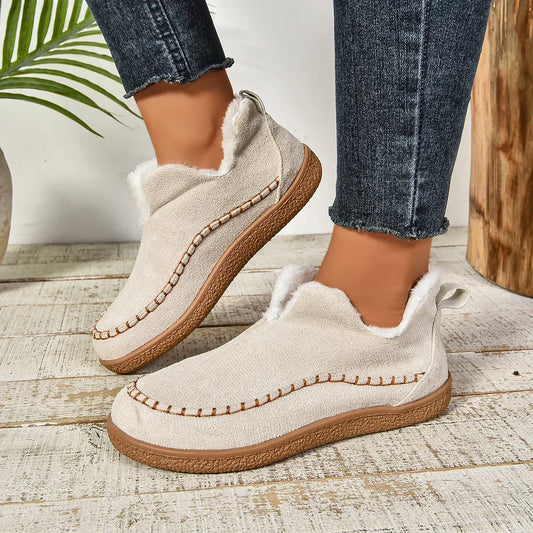 Varma vinter slip-on platåstövlar för dam