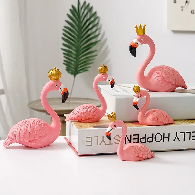 Modern dekoration av flamingofigur i harts