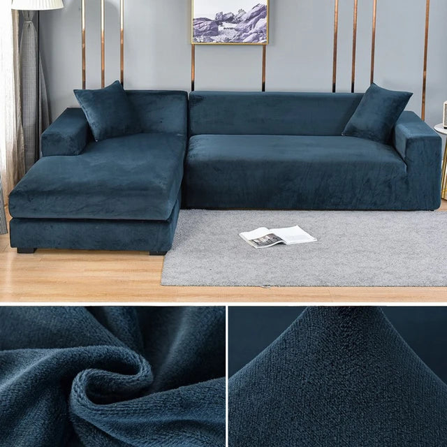 Elegant sofföverdrag i stretchig velour för skydd