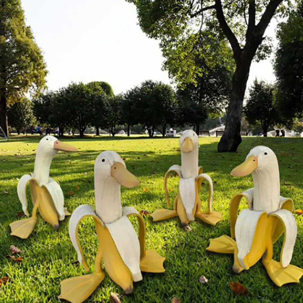 Skrællede Bananer Ande Ansigt Have Dekoration