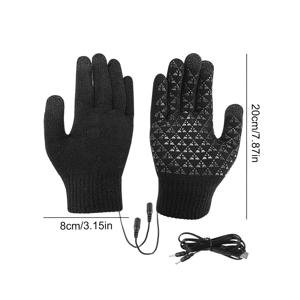 Vinterhandsker med Opvarmning | USB Opladning | Berøringsskærm og Anti-Skrid