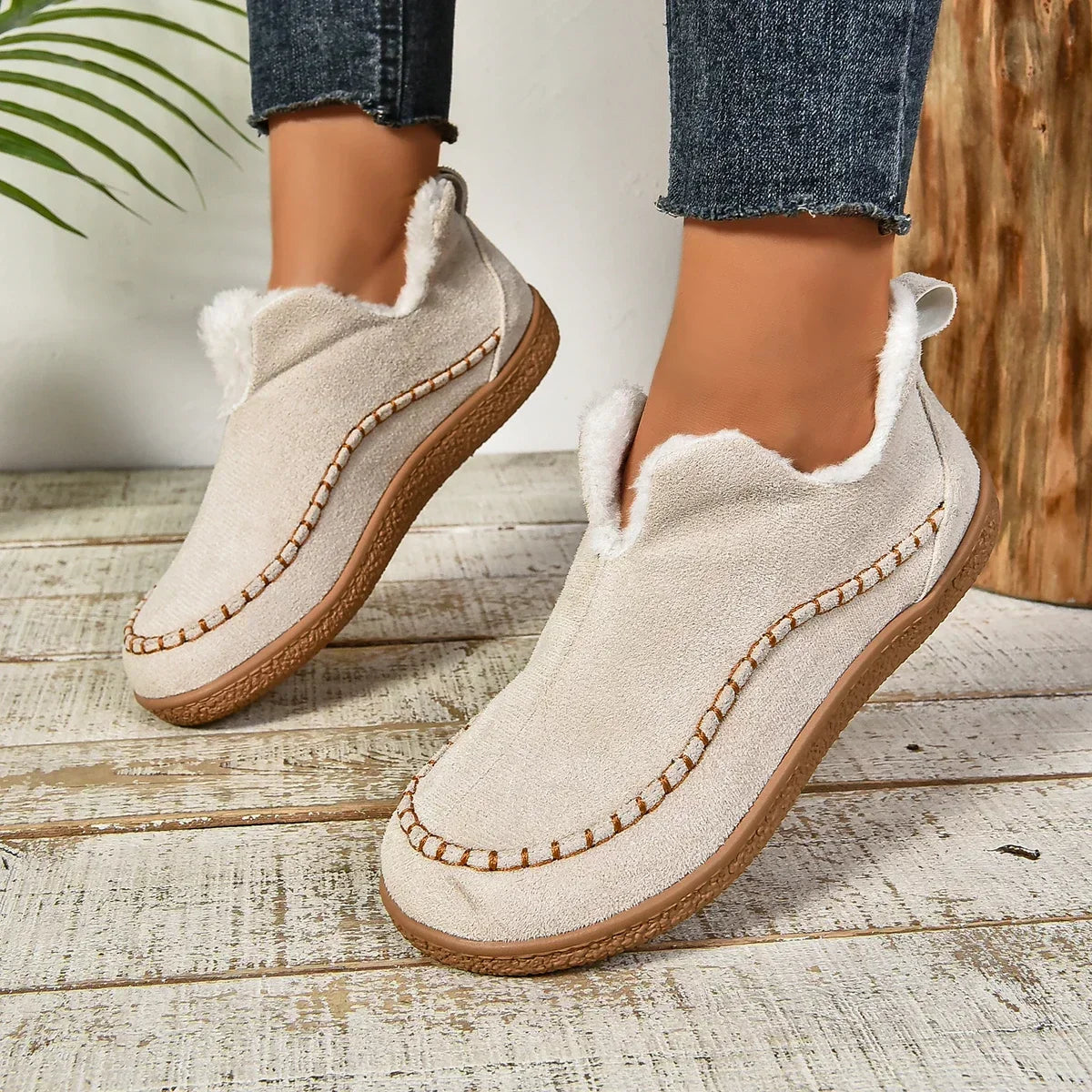 Dam Varm Vinter Slip-On Stövlar med Platå