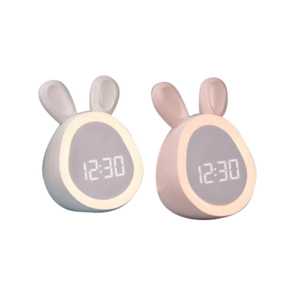 Sødt kaninformet vækkeur med LED natlys - BunnyBeam