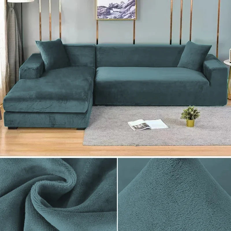Elastiskt velour sofföverdrag med lyxig finish