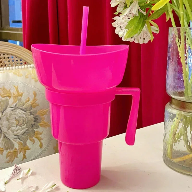 DualSip Luxe Krus til Snacks og Drikke | 2-i-1 Tasse med Lækagesikker Design til Travle Dage og Familieture