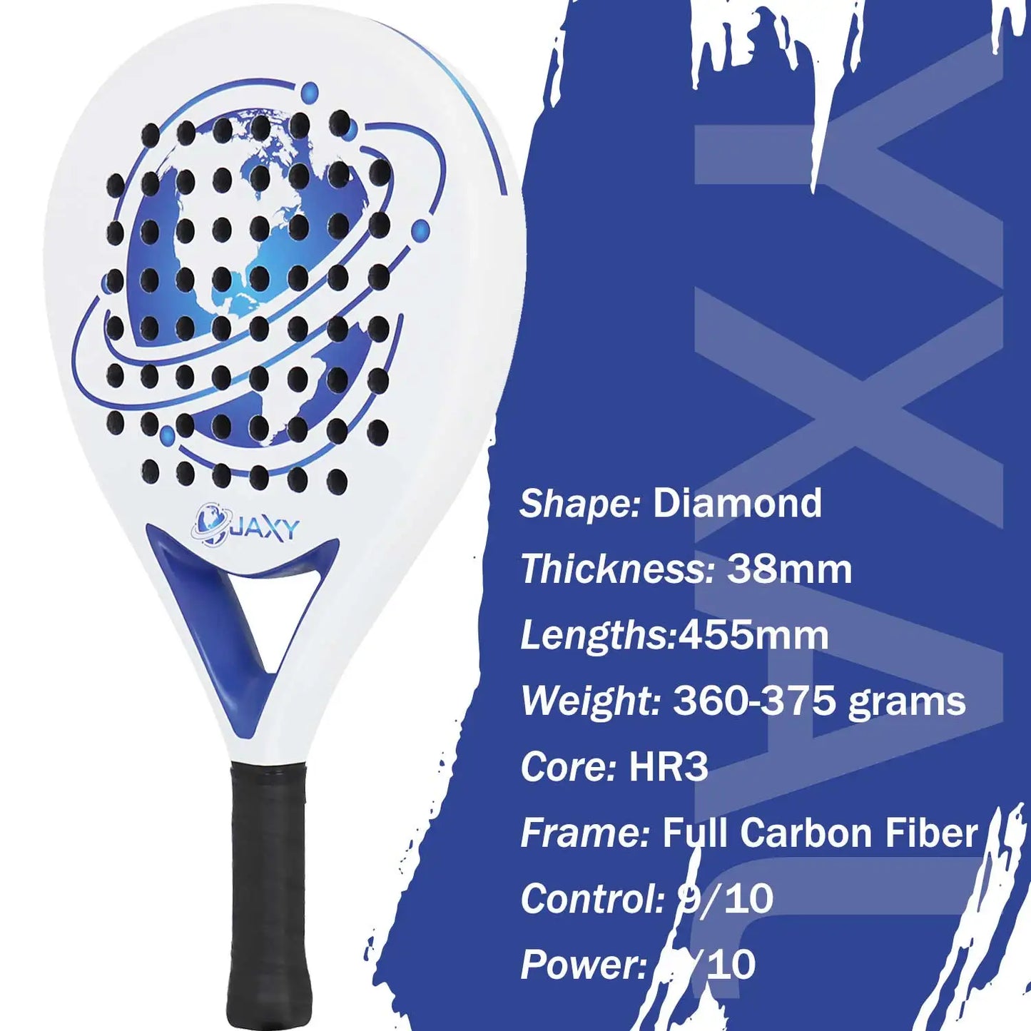 Lättvikts padelracket i kolfiber, matt finish, för nybörjare och proffs