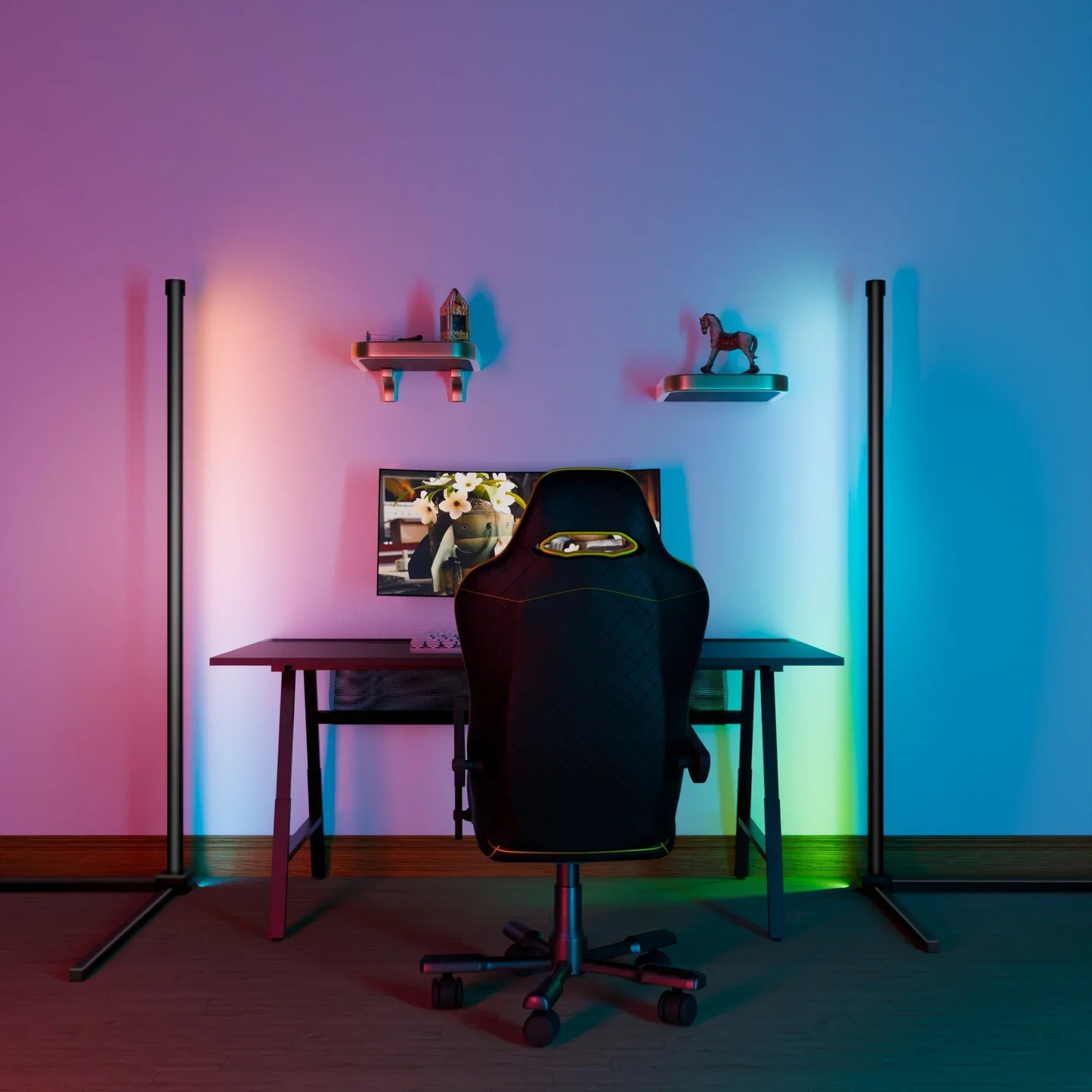 Smart RGB Gulvlampe med Musik-Synkronisering – LED Stemningslys med 16 Mio. Farver, App & Fjernbetjening