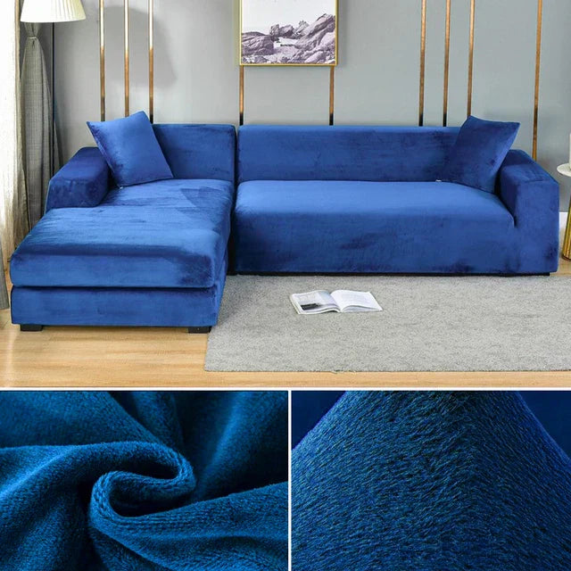 Elegant sofföverdrag i stretchig velour för skydd