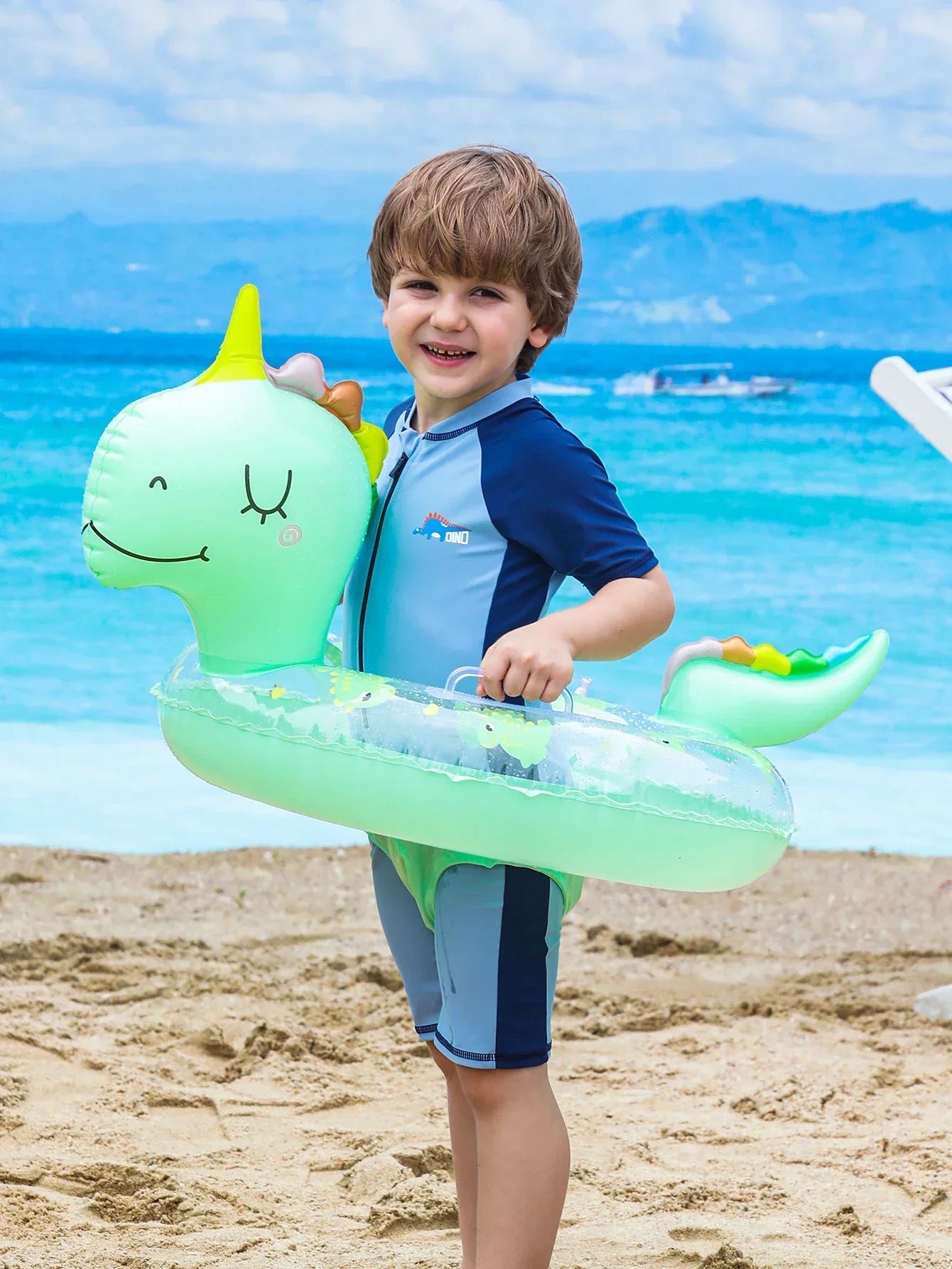 Anillo Inflable para Niños – Anillo con Forma de Dino para Diversión de Verano y Actividades en la Piscina
