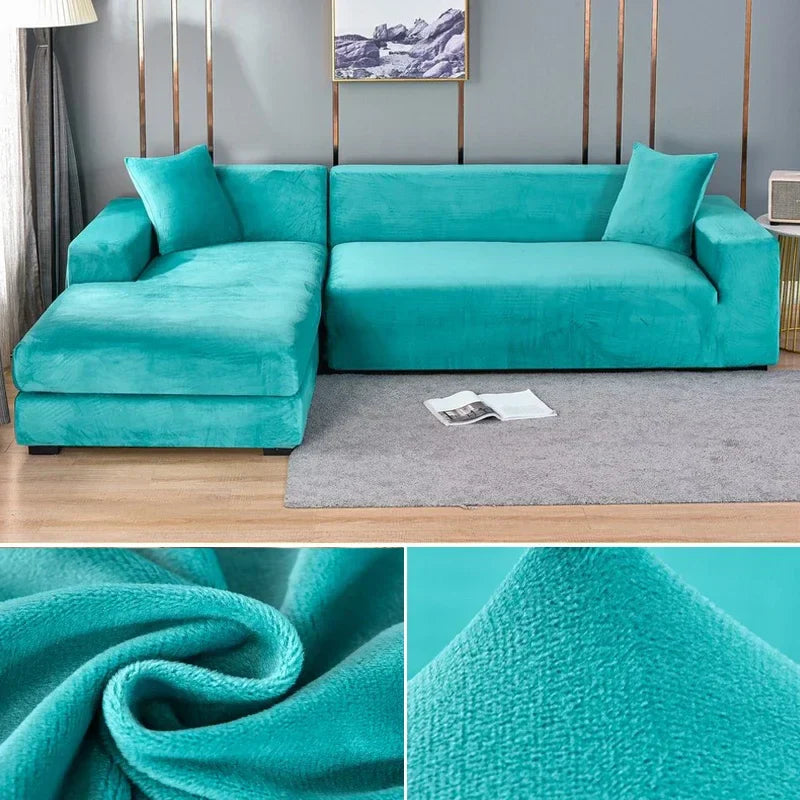 Elastiskt velour sofföverdrag med lyxig finish