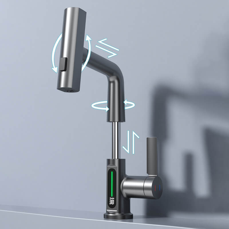 WaterMaster Fleksibel LED Køkken & Bad Vandhane – 360° Drejelig, Udtziehbar Slange & 5 Sprøjteindstillinger