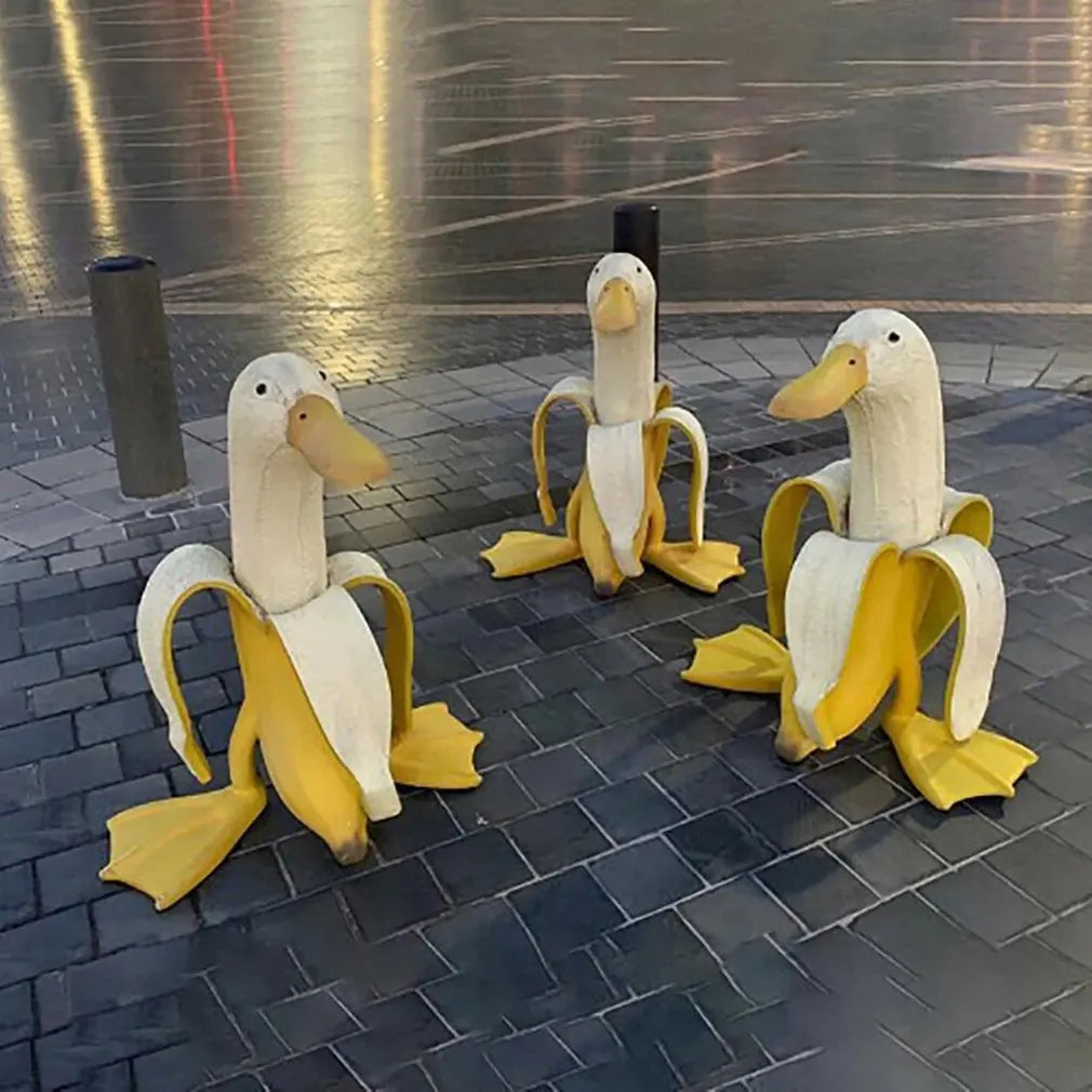 Skrællede Bananer Ande Ansigt Have Dekoration