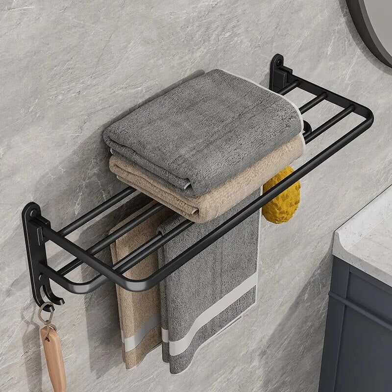 Elegant handdukshängare i aluminium – Utrymmessnål hopfällbar design