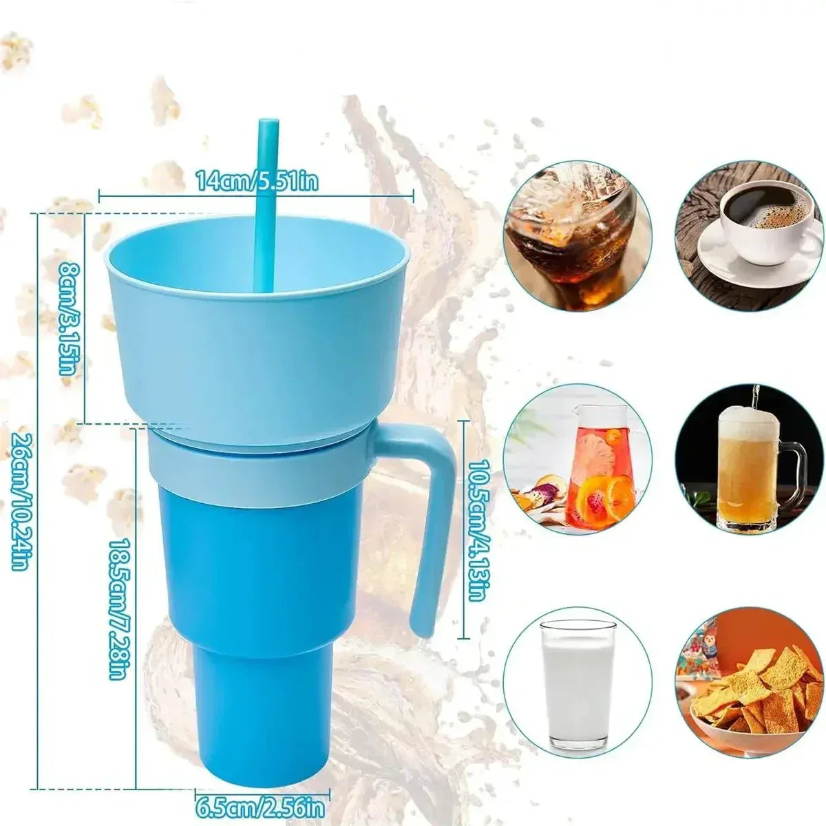 Dobbeltvase til Snacks og Drikke | 2-i-1 Tasse til Travle Dage