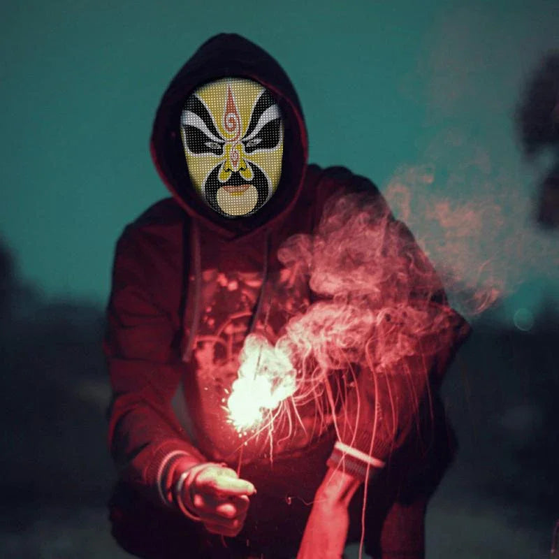 Bluetooth APP Halloweenmask med smart LED, anpassningsbar och uppladdningsbar